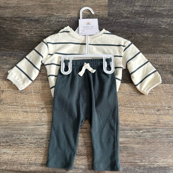 Little Co. Cream and Black Striped Kids Leggings - Picture 3 of 3